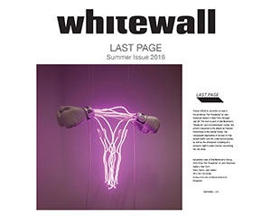 Zoe Buckman featured on the last page of Whitewall Magazine's Summer 2016 Issue